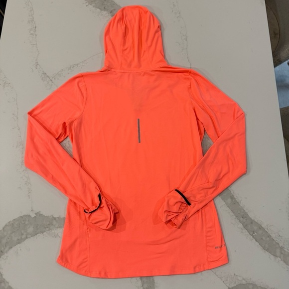 Nike DriFIT Running VNeck Long Sleeve Pullover Hoodie Womens Medium Coral Orange - Picture 11 of 12